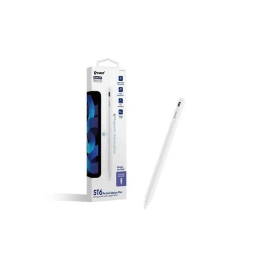 Xpower St6 Magnetic Active Stylus Pencil Compatible With Apple Ipad With One Extra Nib- White